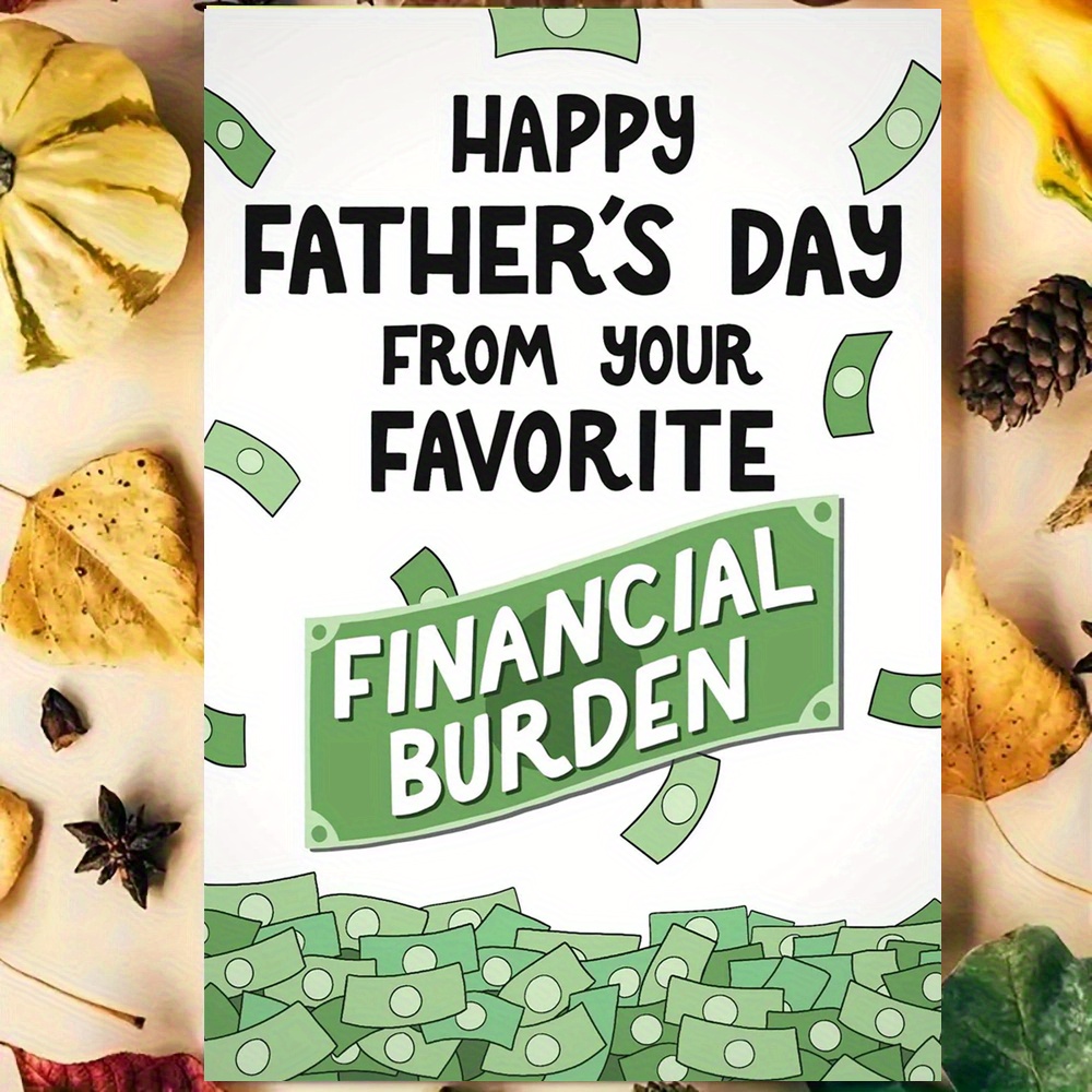 TEMU Father's Day Card With Envelope - 4.33" X 6.29" | "happy Father's Day From Your Financial " Humorous Bill Design | Perfect Gift For Dad And