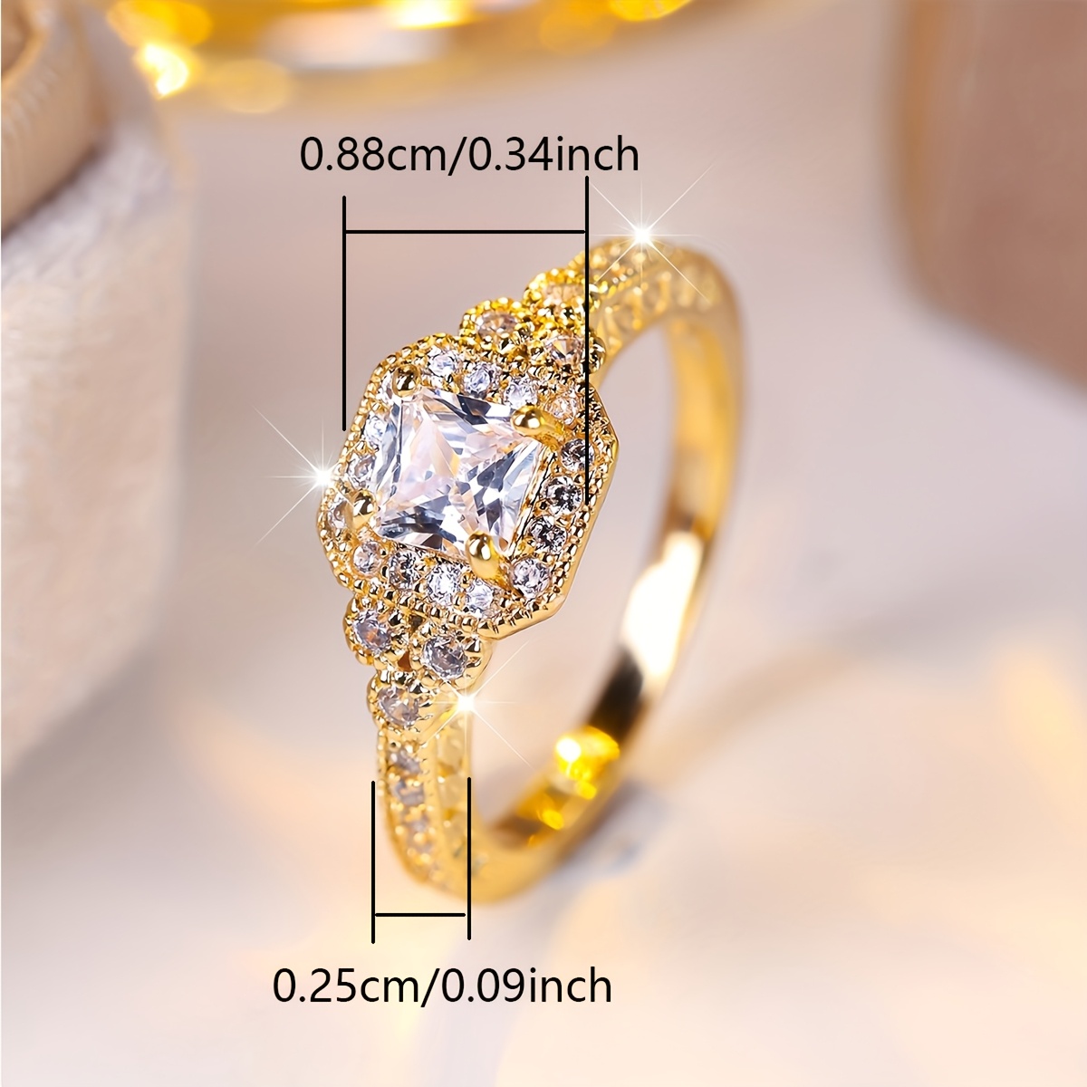 Women's Classic Elegant Square-Cut Synthetic Zirconia Ring