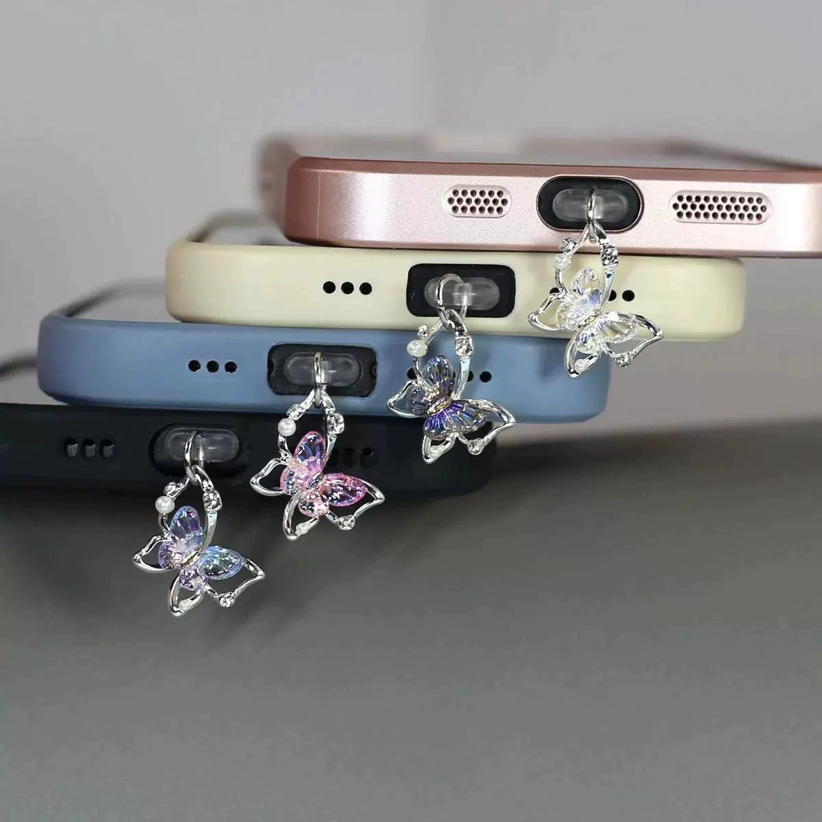 TEMU 4pcs Phone Dust Plugs, Phone Dust Plugs With Artificial Diamonds And Pearls, Phone Accessory Decorative Pendants
