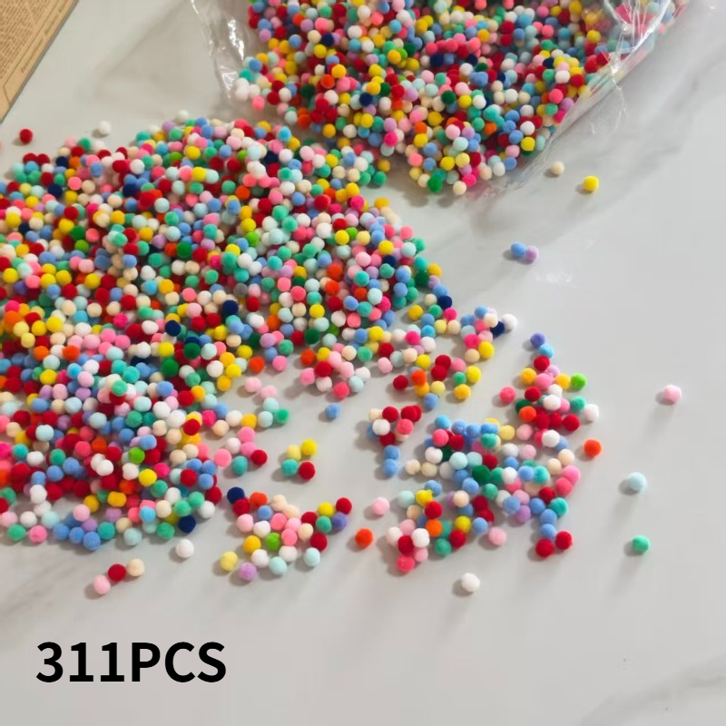 TEMU Lightweight, Fine, Delicate, Soft, And Easy To . 311pcs/0.8mm Mixed-color Pom Poms. Used As Gift Box Embellishments, Phone Case Decorations, And