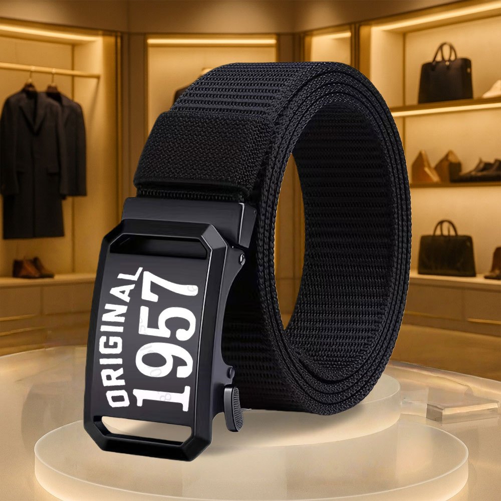 TEMU Men's Novelty Belt Original 1957 - Ideal Gift , Jeans Belt, Unisex Sporty Fashion Belt, Multiple Colors , Stylish Outing Accessory