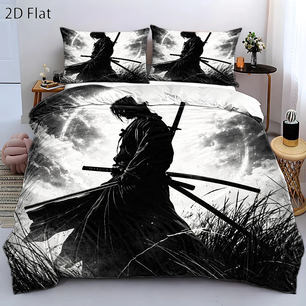 TEMU 3pcss Japanese Dark Style Duvet Cover Set, 3pcss Bedding (1* Duvet Cover   2* Pillowcases), Suitable For And Machine Washable, Invisible Zipper