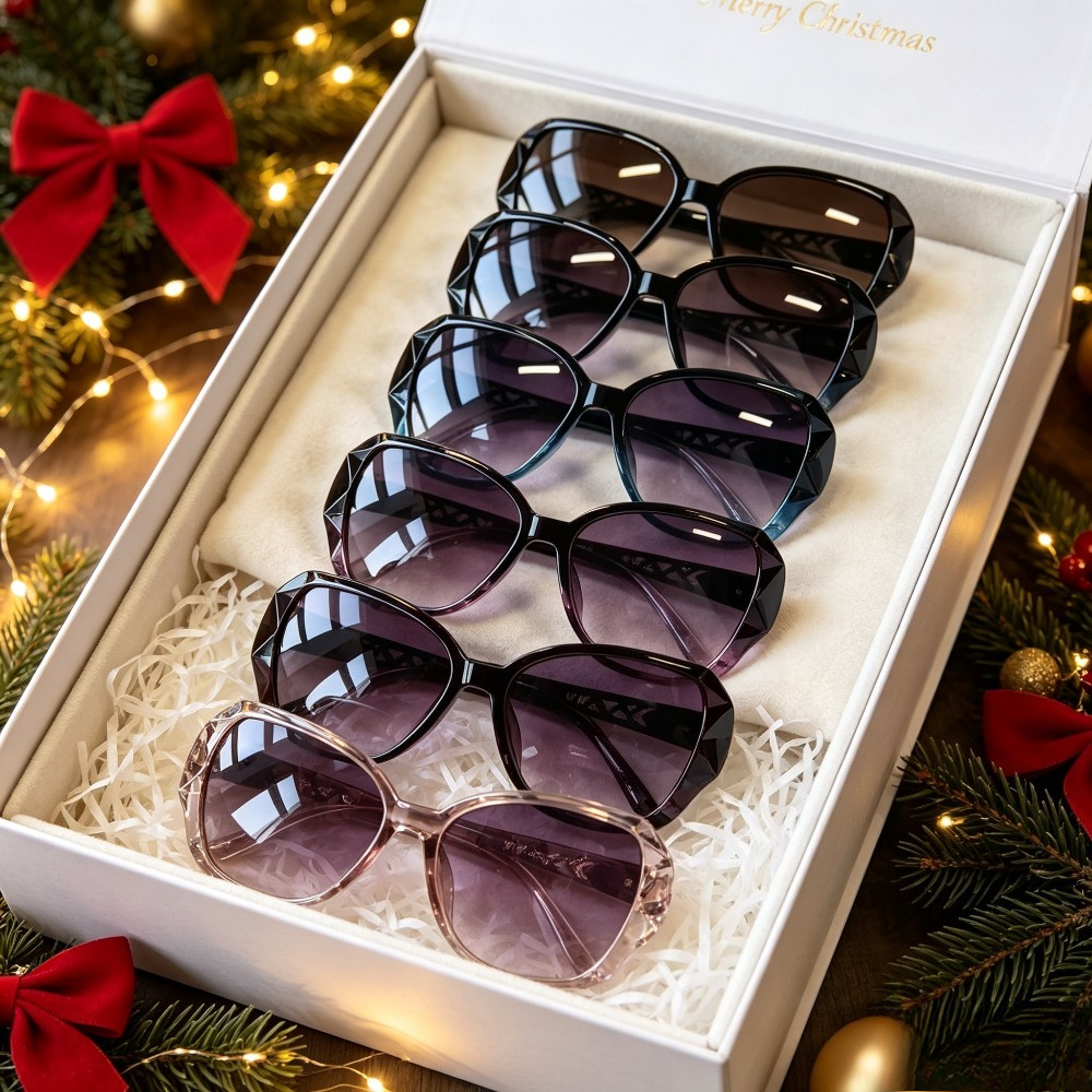 TEMU 6 Pairs Large Frame Fashion Glasses Suitable For &, Polygonal Gradient Color-changing Glasses With -color Lenses, Uv Blocking For Daily Wear,