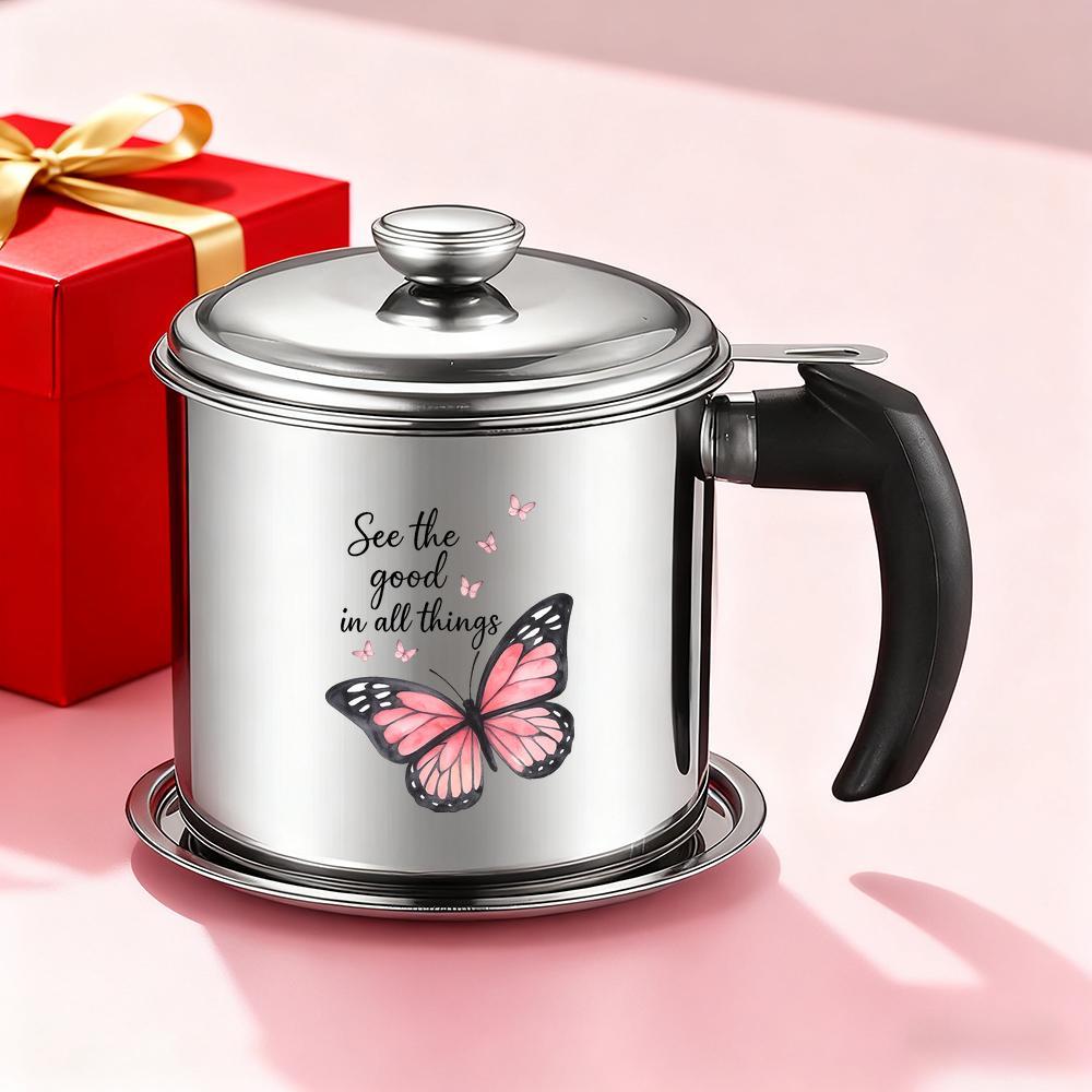 TEMU Stainless Steel Oil Container With Strainer - Ideal For Kitchen Grease And Oil Storage - Perfect , Oil Strainer Pot, And Cooking Oil Container