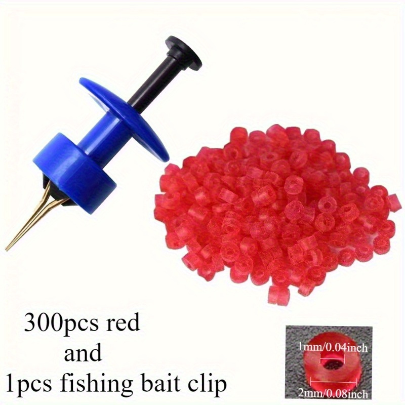 E-shop 1 Stück Clip und 300 Stück elastische Gummiringe, Wurm-Köderfischerei-Clip handgebunden mit Bändern, granulierter Gummi-Pellet-Ködervorrichtung