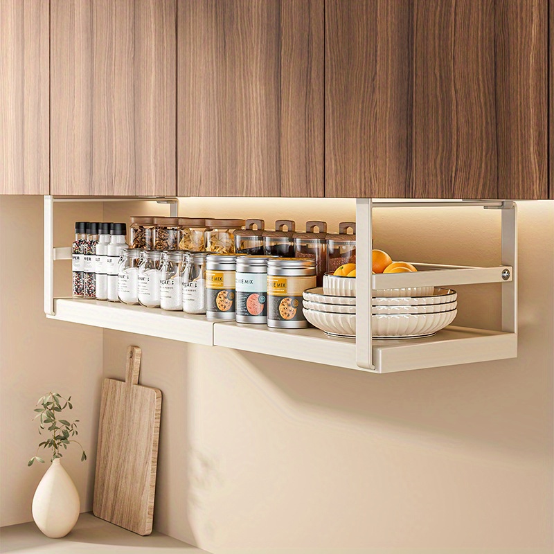 Verstellbarer Küchen-Aufbewahrungsgestell für Gewürze, Hängendes Gestell für Schränke, Unter-Schrank-Hängeschrank