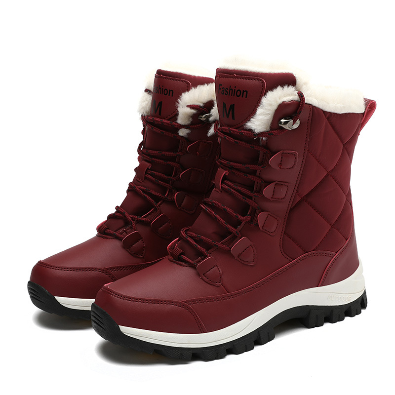 TEMU Bottes de neige chaudes d'hiver pour femmes, doublées et résistantes au froid, adaptées aux sports de neige en extérieur et chaussures larges et