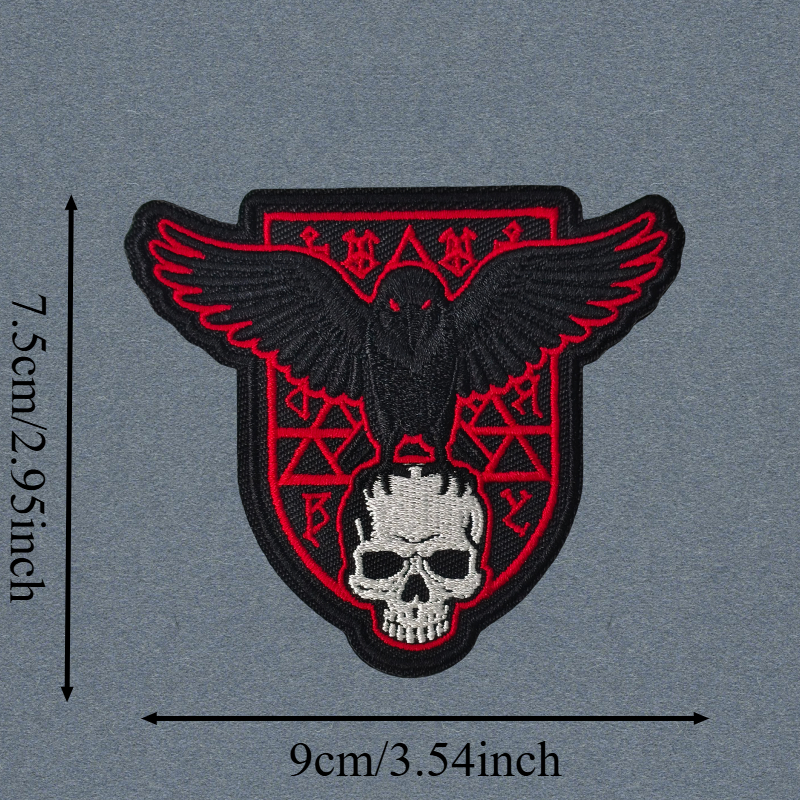 E-shop Krähenskelett-Stickerei-Patch Taktische Weste Klettverschluss-Patches für Kleidung Rucksack Dekorative Moralabzeichen-Aufkleber Armband