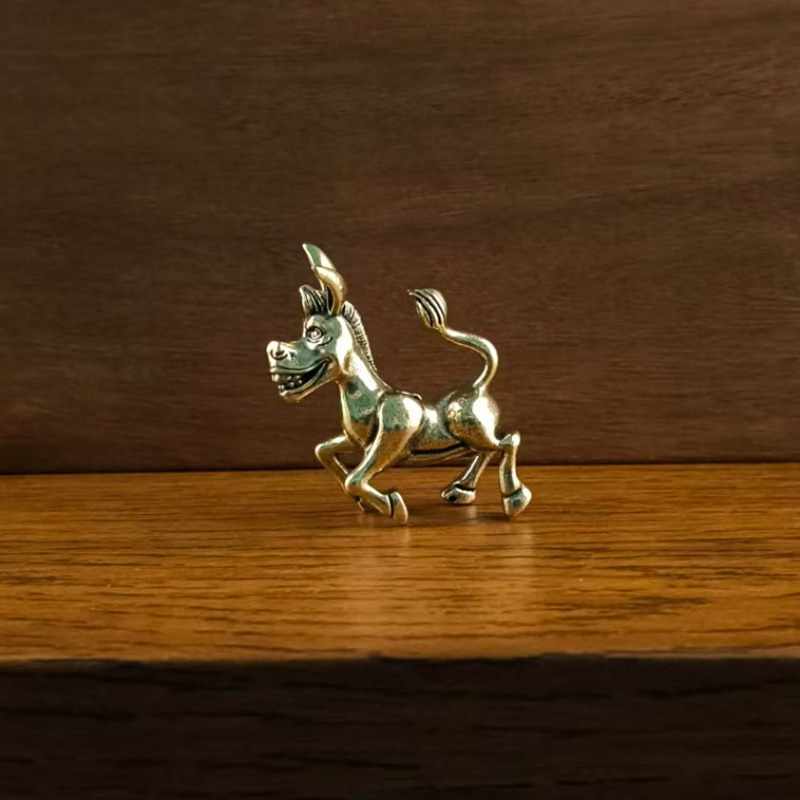 TEMU 3pcs Brass Donkey Sculpture Set - Handcrafted Decor, Accent For Collectors And Gift Ideas