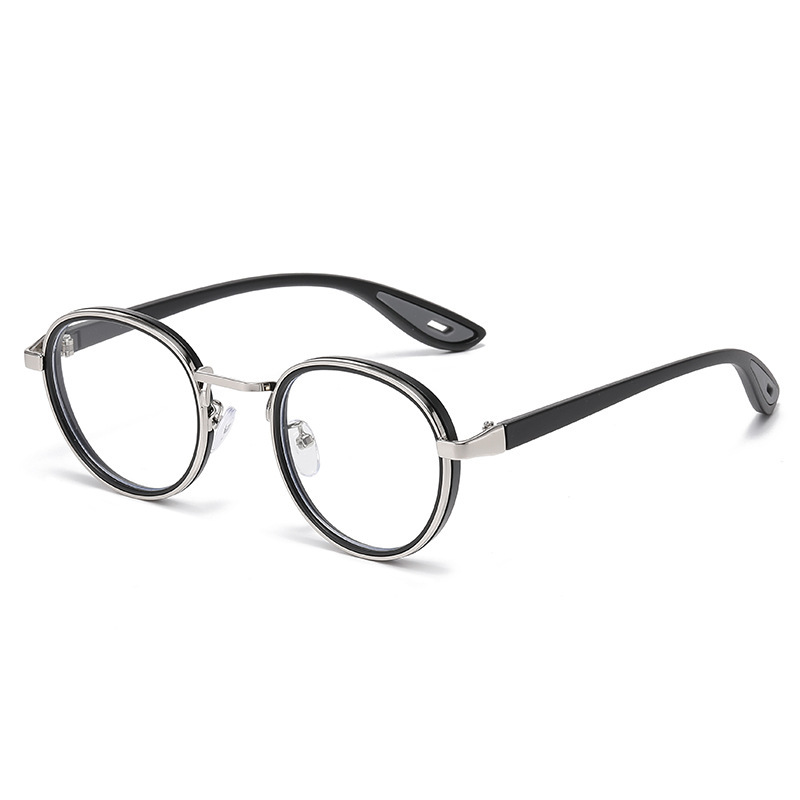 Image of Retro Round Frame Casual Fashion Glasses For Men And Women, High-quality Metal Decorative Glasses For Daily Wear