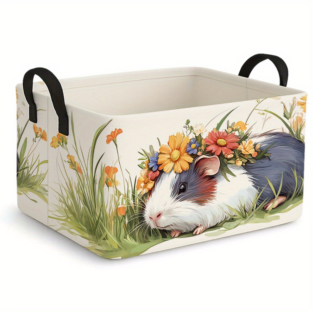 E-shop Ein großer, faltbarer Aufbewahrungskorb mit einem niedlichen Meerschweinchen-Design. Diese geräumige, offene Aufbewahrungsbox ist ein