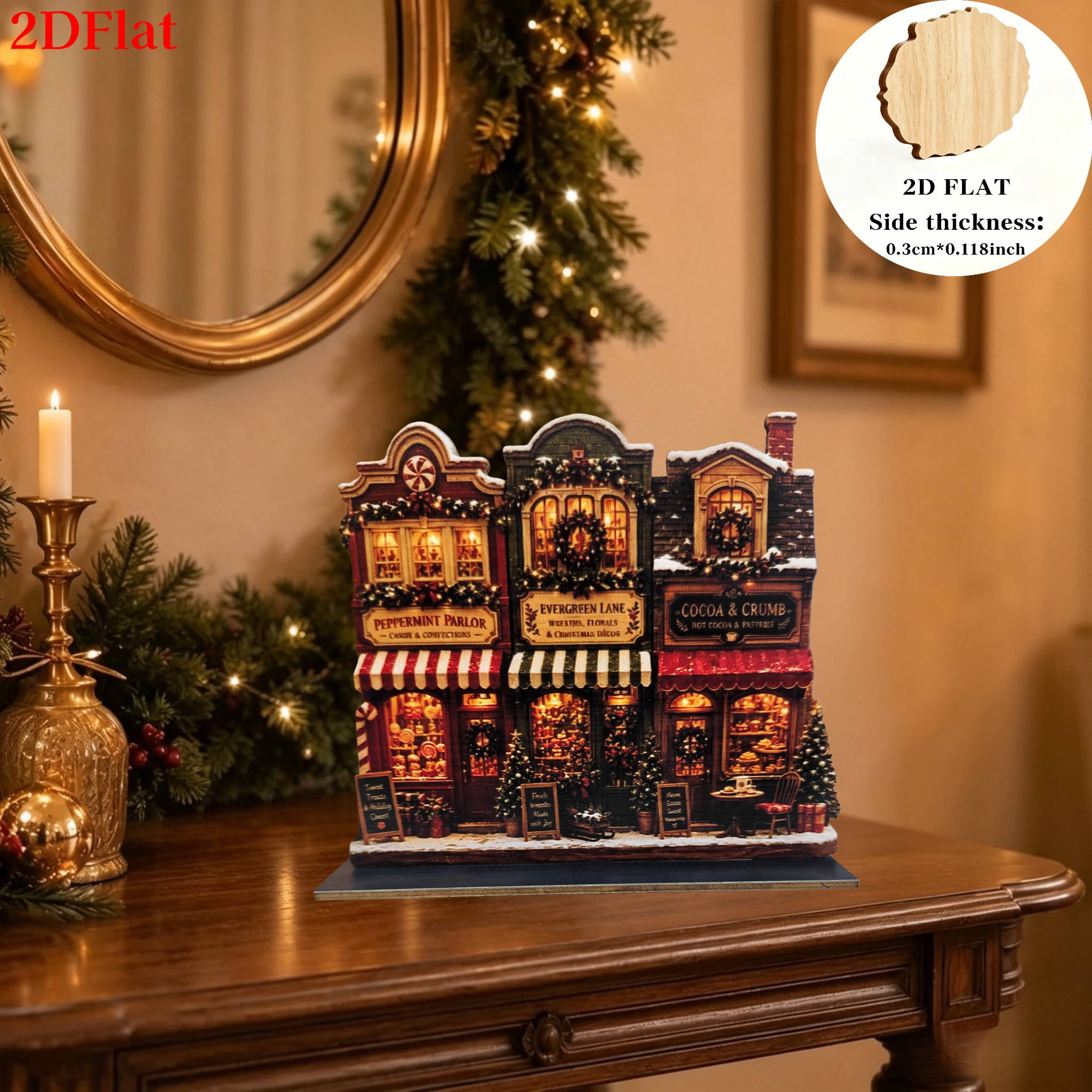 TEMU 2d Flat, 1pc Christmas Desktop Decoration Ornament, Mini Shop Display, Country Farmhouse Fireplace Shelf Decor Sign, Cozy Christmas Table
