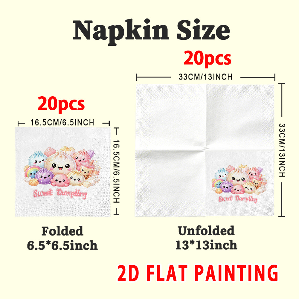 TEMU 20 pezzi Tovaglioli YSW Kawaii Dumpling - Cinese al Vapore per Feste, Ristoranti, Picnic, Decorazione di Compleanno, a Tema per (Tovaglioli di