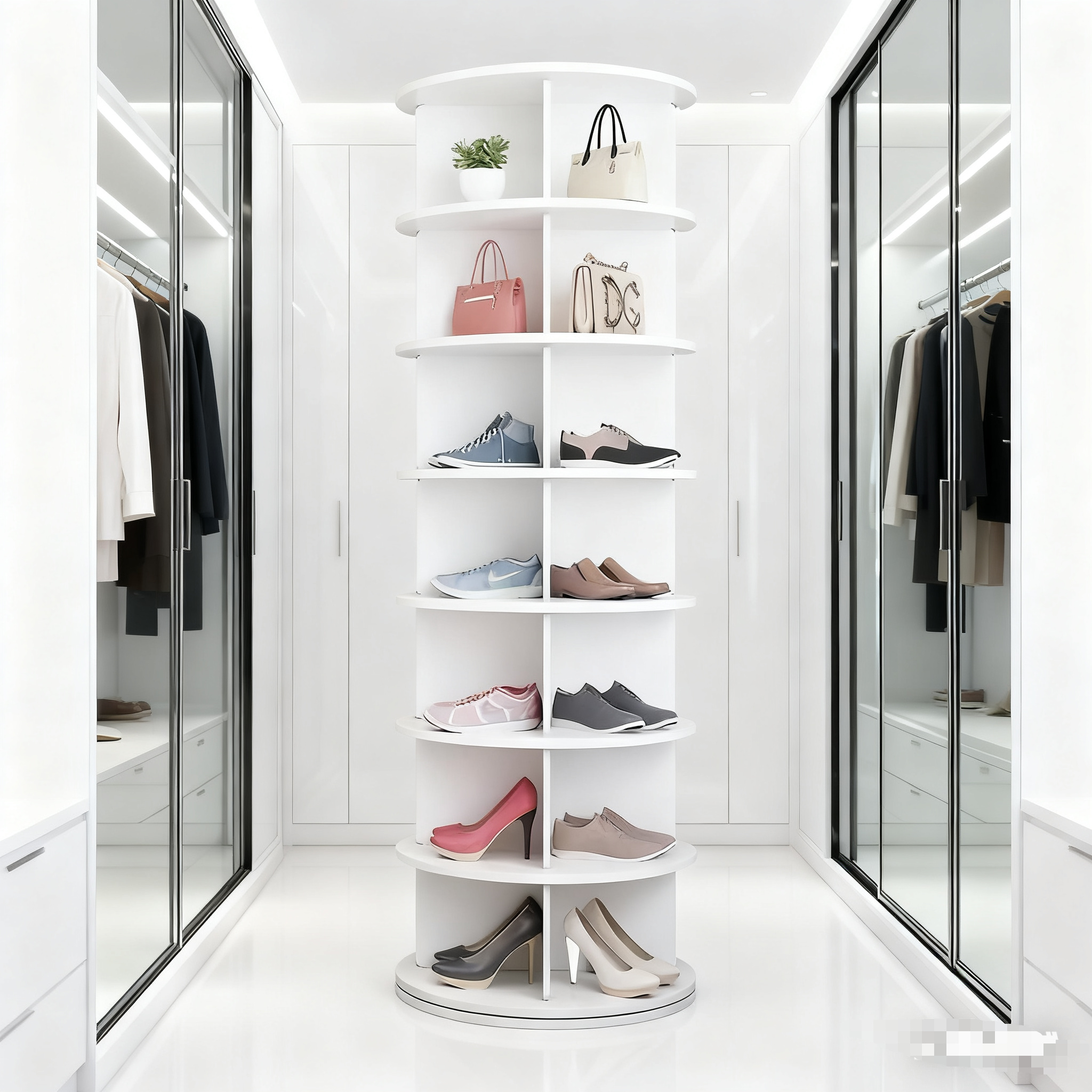 7-stufiger Drehbarer Schuhregal-Turm | 360° Drehbar, Freistehend | Organizer Für Bis Zu 32 Paar Schuhe & Handtaschen