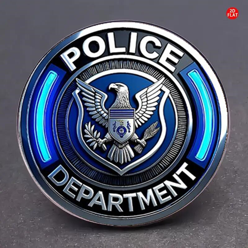 TEMU 2d Flat, 1 2d Vintage Police-themed Design Badge Shield With Eagle Pattern, A Unique Gift For Police , Two-dimensional Flat Surface, 2d Flat