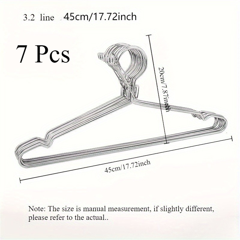 TEMU Set Of 7 Stainless Steel Hangers Featuring Windproof Clips For Securing Clothing, Ideal For Shirts, Pants, And Jackets. Space-efficient Hangers