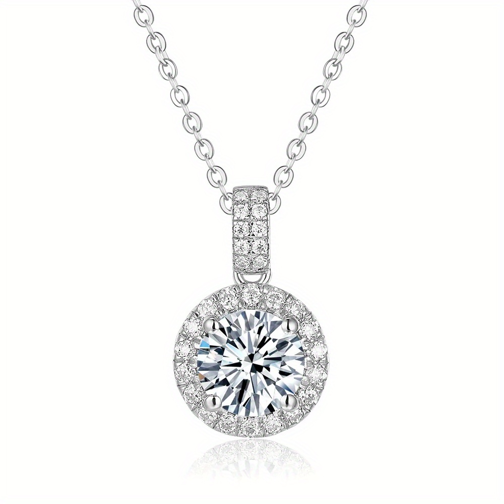 Women's 925 Silver Moissanite Pendant Necklace, Gala Ready