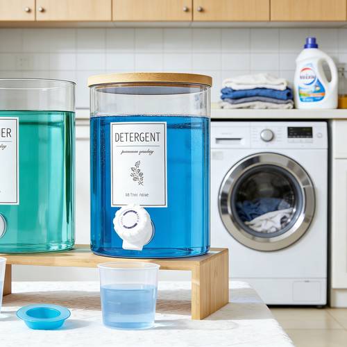 2pcs bamboo glass laundry detergent dispenser 120 oz bpa free borosilicate glass container ideal for organizing and storing detergents laundry soap and fabric softeners in complete with and 8 labels
