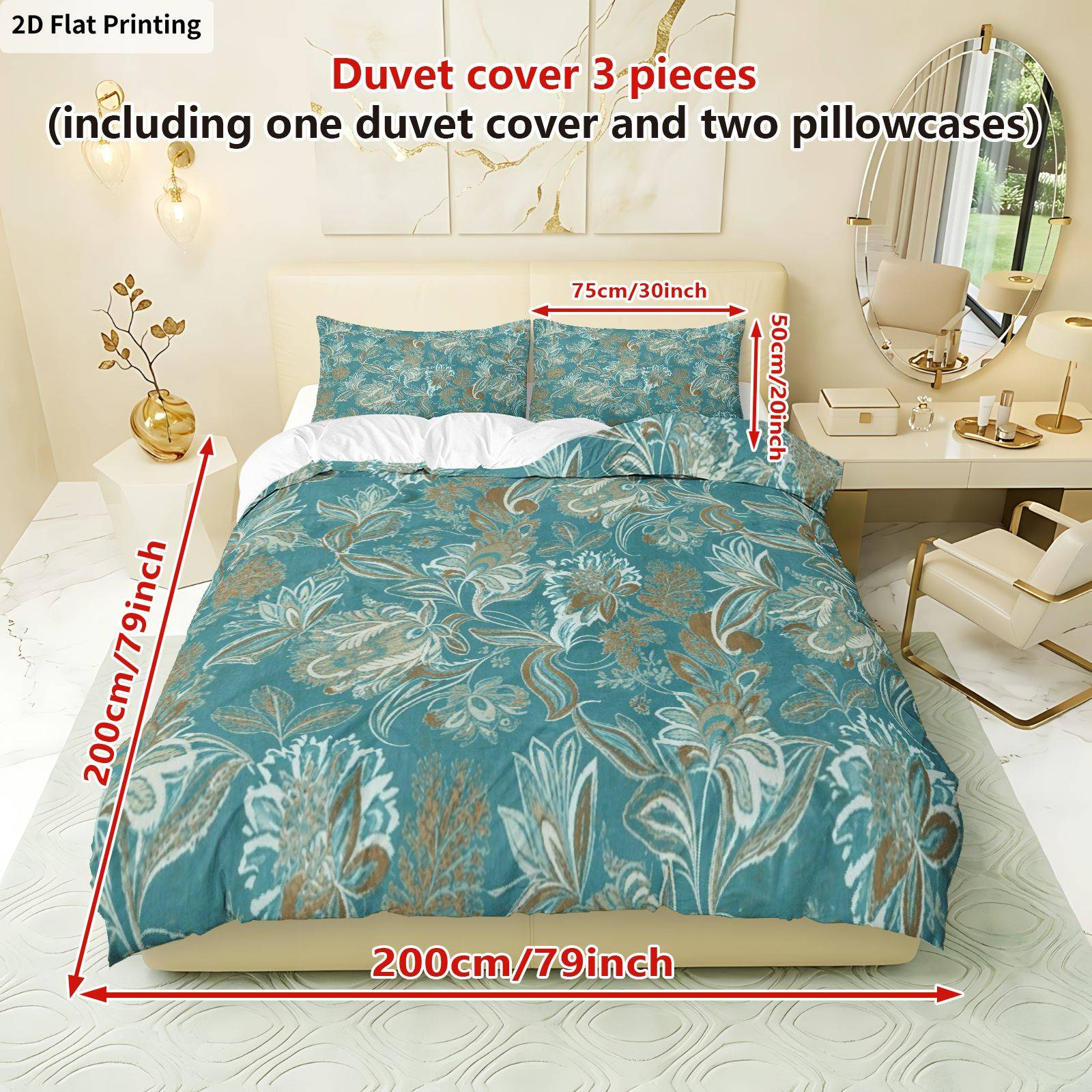 TEMU 3pcs Duvet Cover, 1 Duvet And 2 Pillowcases (without Filler), Floral Elegant Soft Luxurious Theme, Thanksgiving Bedding, Decorative Suitable For