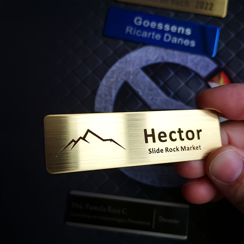 TEMU 1pc Custom Laser-engraved Name Badge, Personalized With Images And Text, Pin-, Suitable For Office Employees/workplace, Durable Professional