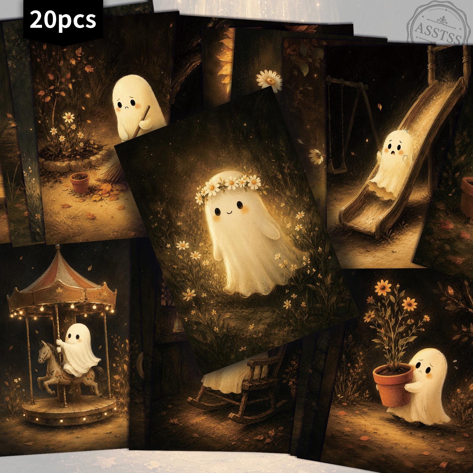 TEMU 20-pack Asstss Vintage Halloween Cute Postcards - 4x6 Inches Retro Junk Journal Supplies, Classic Pinup Illustrations Collectible Decorative