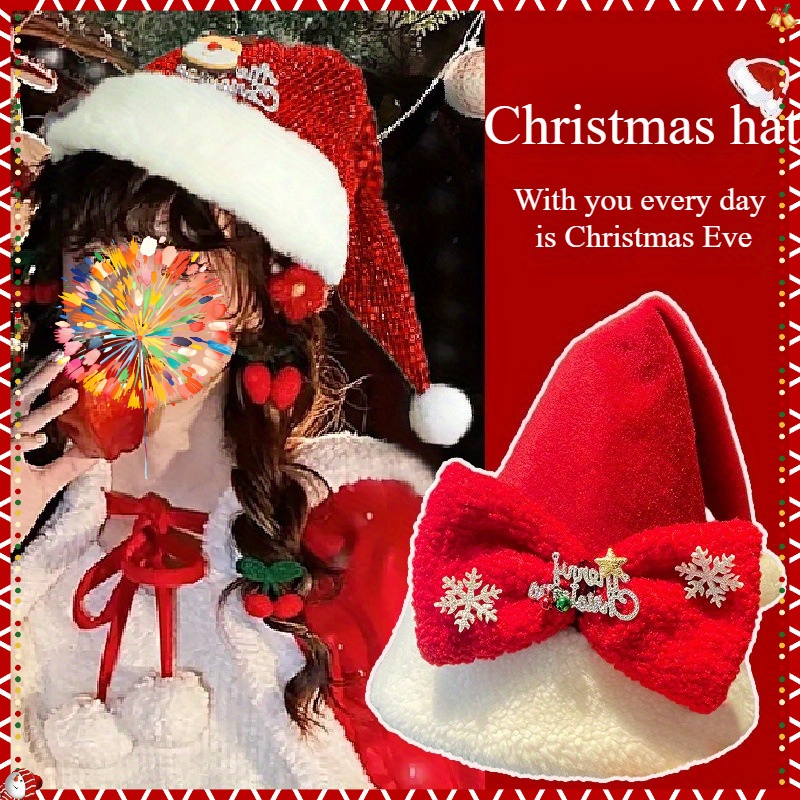 Schattige Herten Kerstmuts - Rood & Wit Santa Feestaccessoire met Pluizige Oren, Lichtgewicht Feestdecoratie voor Cosplay, Foto Props, Kerstfeesten