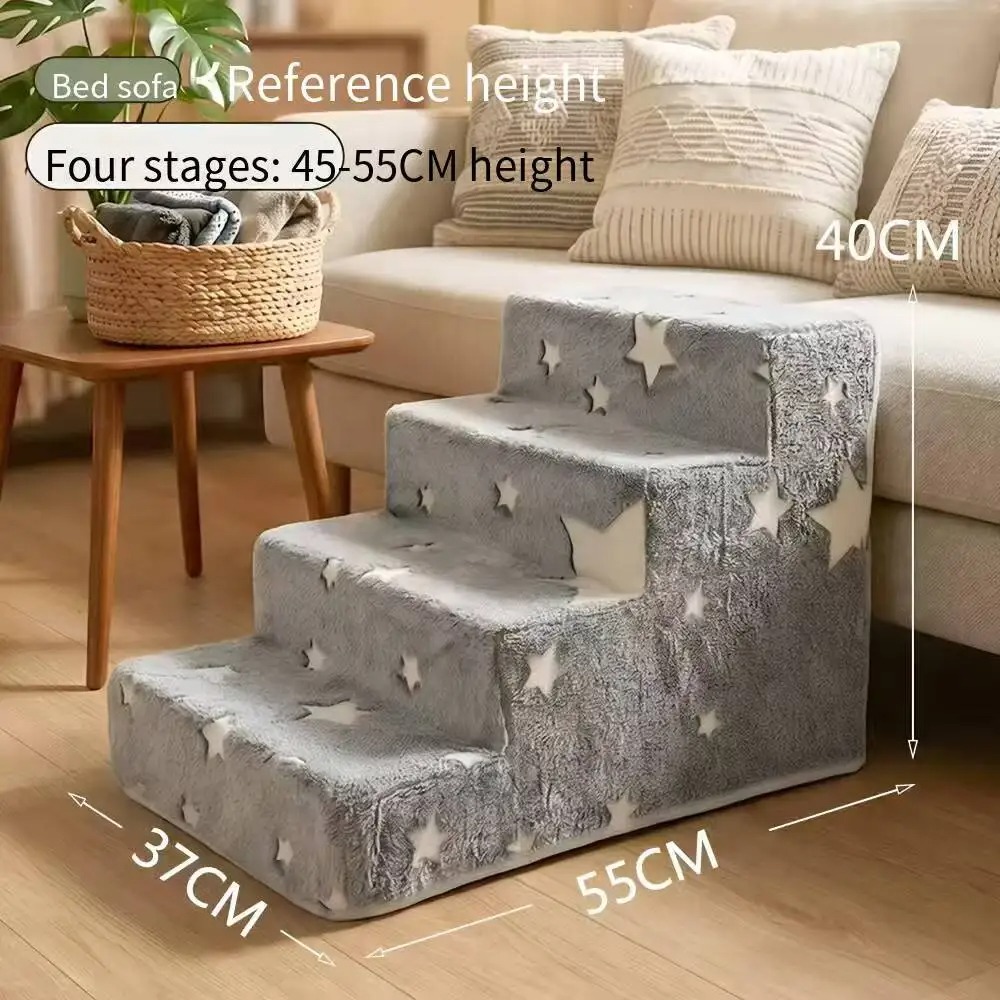 TEMU Foam Dog Stairs For Bed And Sofa, 3/ Non-slip Pet Steps Ramps, Star Shape Glow In The Dark Pet Ladder, Joint-friendly For Older Dogs
