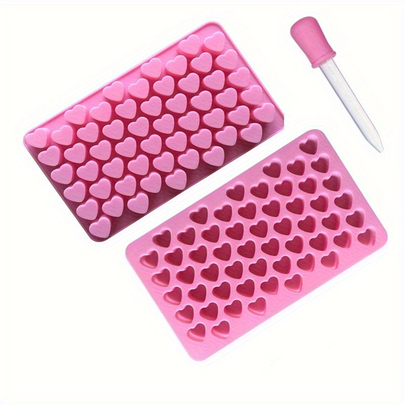 2pcs Set, 55- Heart-shaped Cake Mold + 1 Dropper, Food-grade Silicone Chocolate Mold, Diy Baking Tool, Sealing Wax Bead Mold