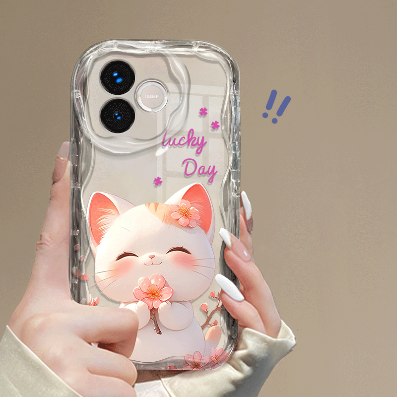 TEMU Phone Case - Suitable 600 Lite 5g Case Flexible Tpu Transparent Shockproof Cute Cat Pattern Painted Back Cover