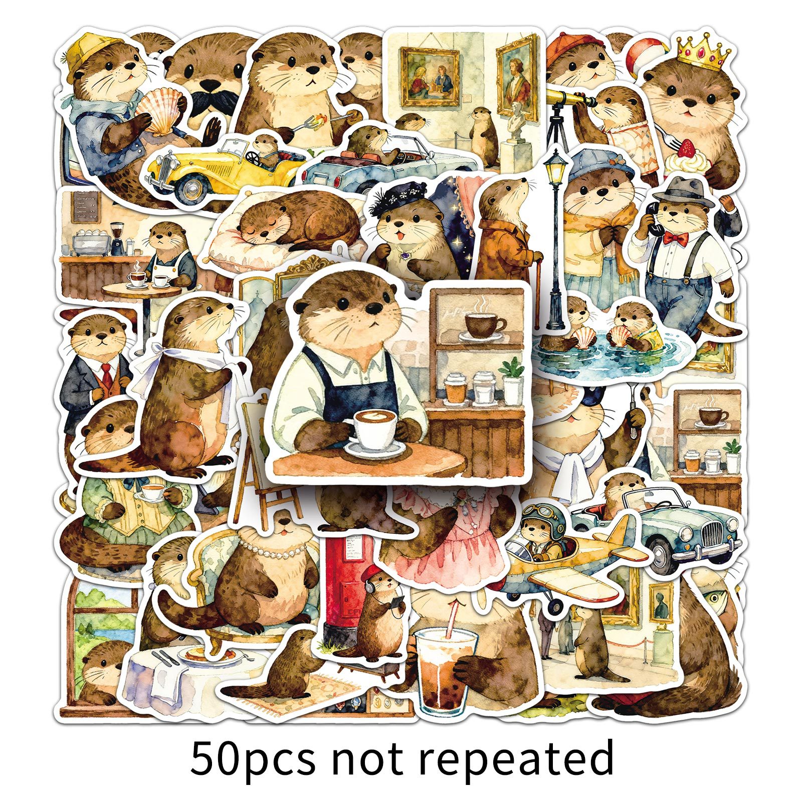 TEMU Paquete de 50 Adorables Stickers con Temática de , Estética Vintage, Diseños Románticos, Humorísticos y de Dibujos Animados, Perfectos para