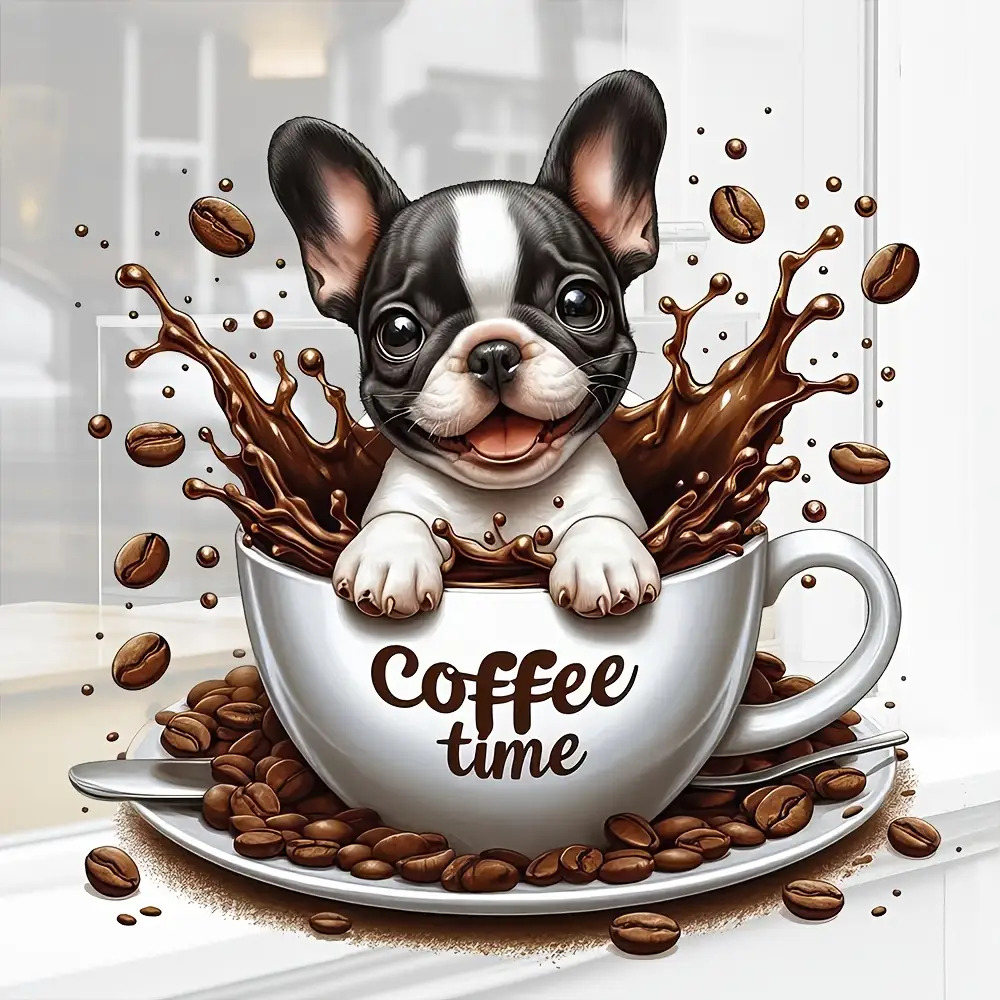 Kitchen Coffee Shop Vinyl Coffee Dog Stickers, Shop Cartoon Sign, , Suitable For Home Kitchen Decor