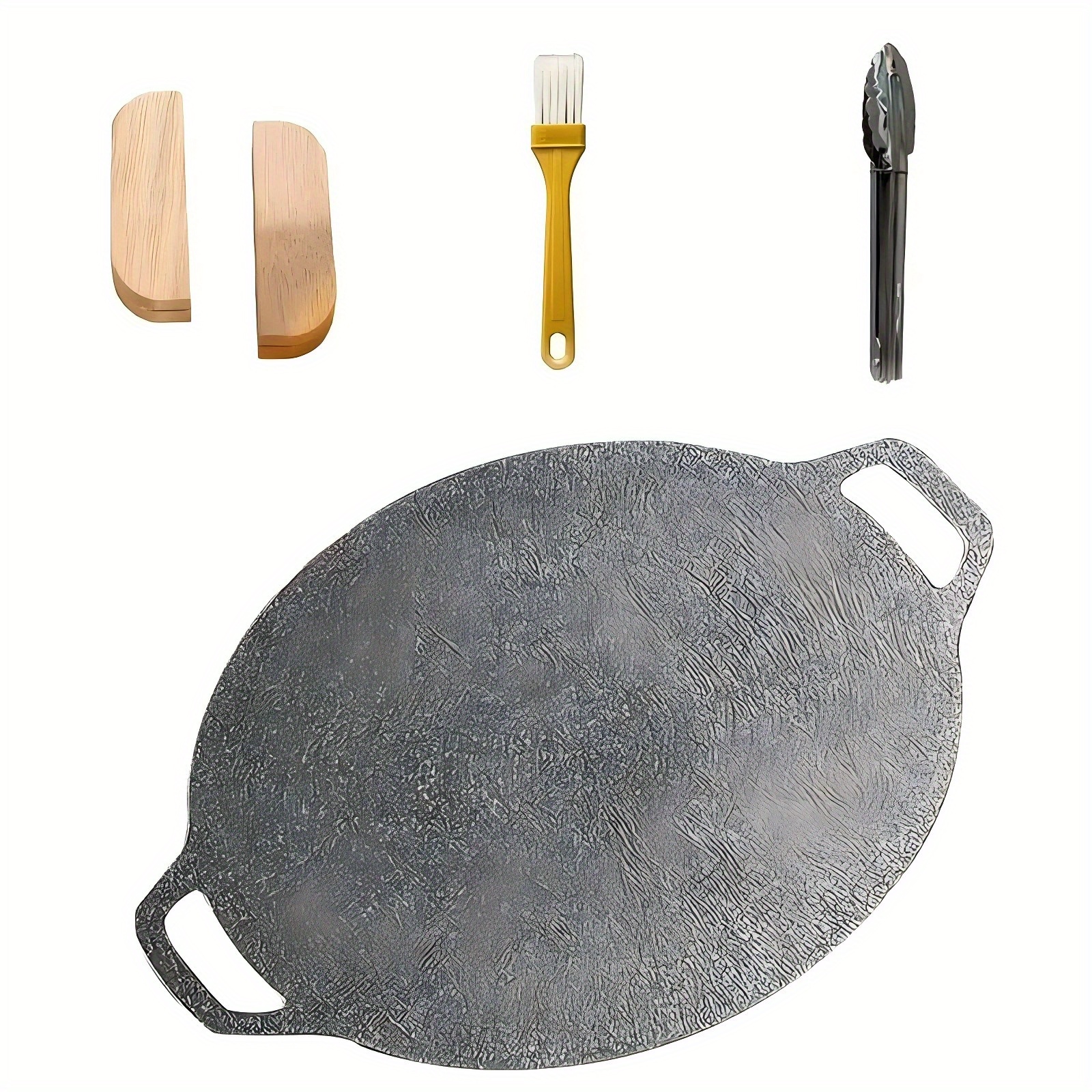 TEMU 4pcs Round Teppanyaki Master Rotisserie Grill Pan - Medical Stone Barbecue Plate For Induction Cooktop, Ideal For Home Kitchen, Restaurant,