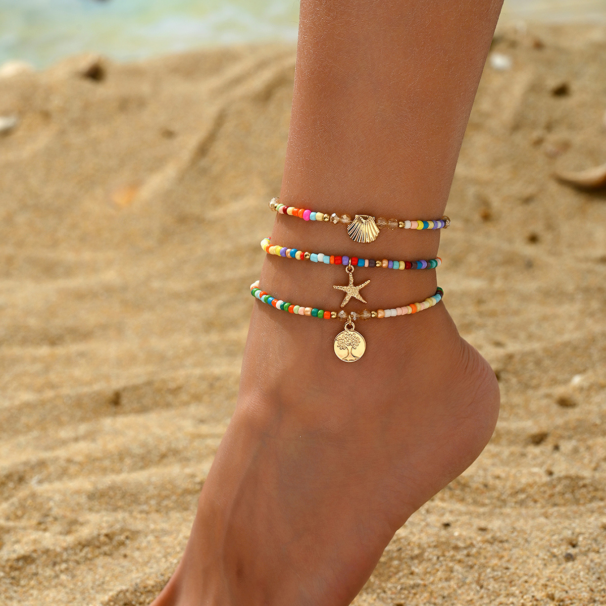clay bead anklet sold on Temu United States