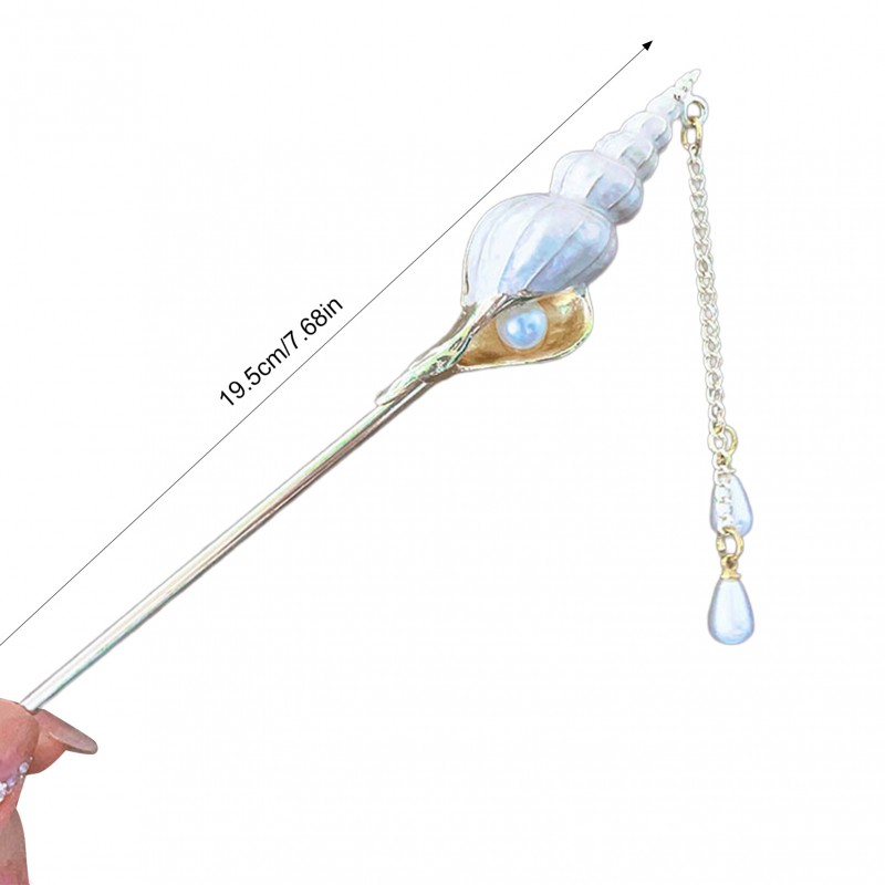 Chinese Style Waves and Conch Design Metal Hairpin, Vintage Look