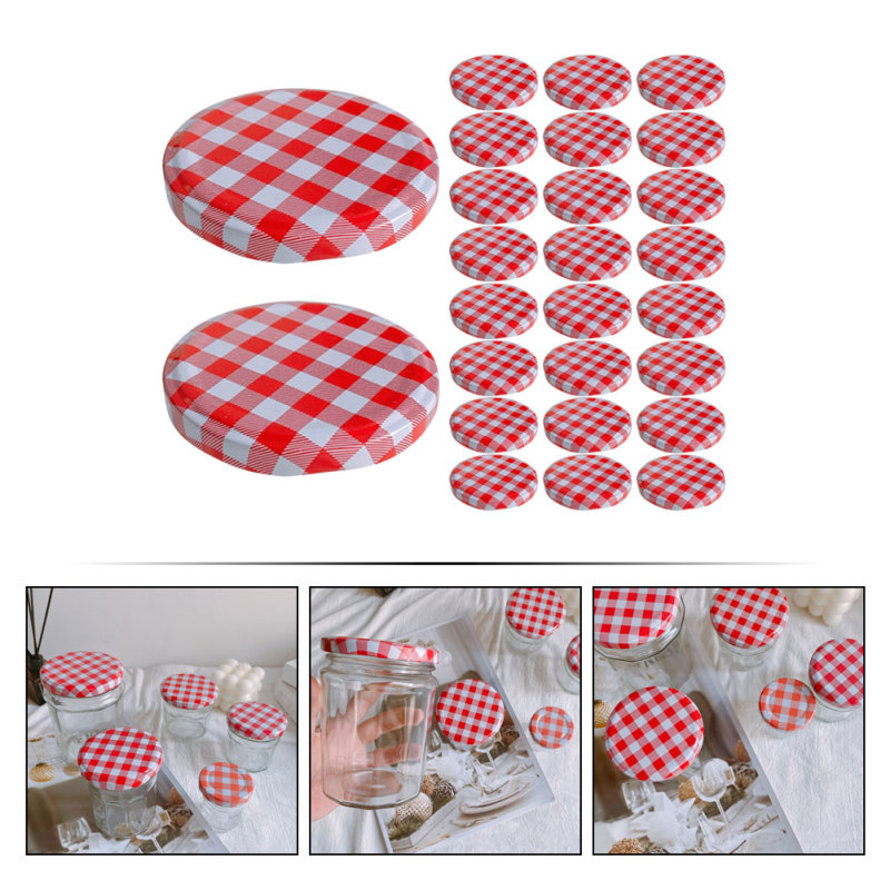 10 pack checkered pattern universal mason jar lids round airtight seal caps for canning and storage jars details 6