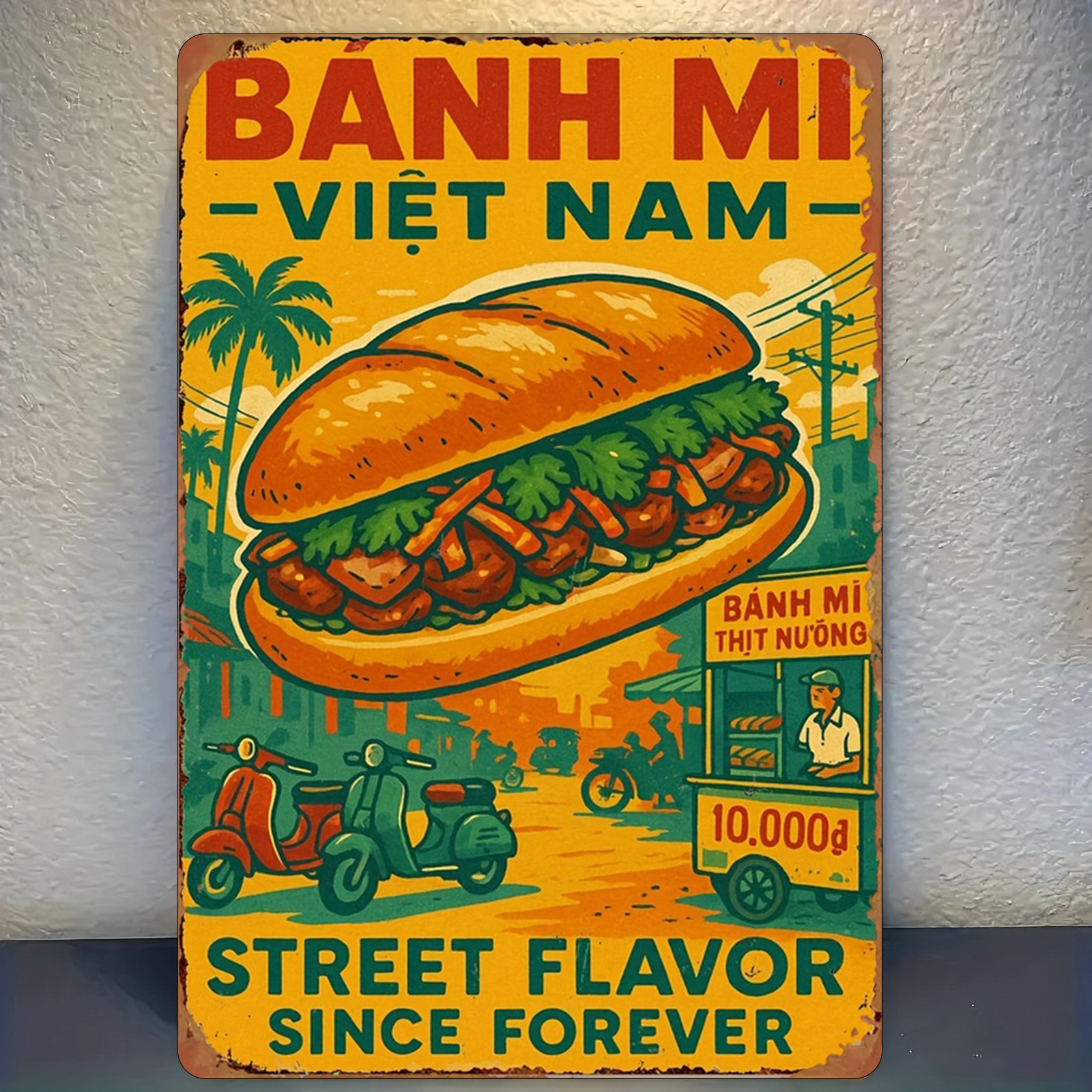 TEMU 2d Flat - 2d Plane - Metal Wall Art Sign, Showcasing Vietnamese , Including Mi And Pho, Designed Specifically For Restaurant Decoration. Made Of