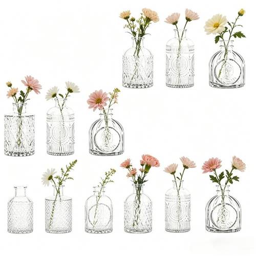 9pcs bud vase set small clear flower vases for centerpieces in bulk vase for wedding home table decoration