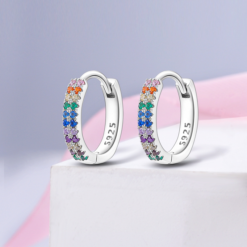 Women's Seven-Color S925 Sterling Silver Hoop Earrings