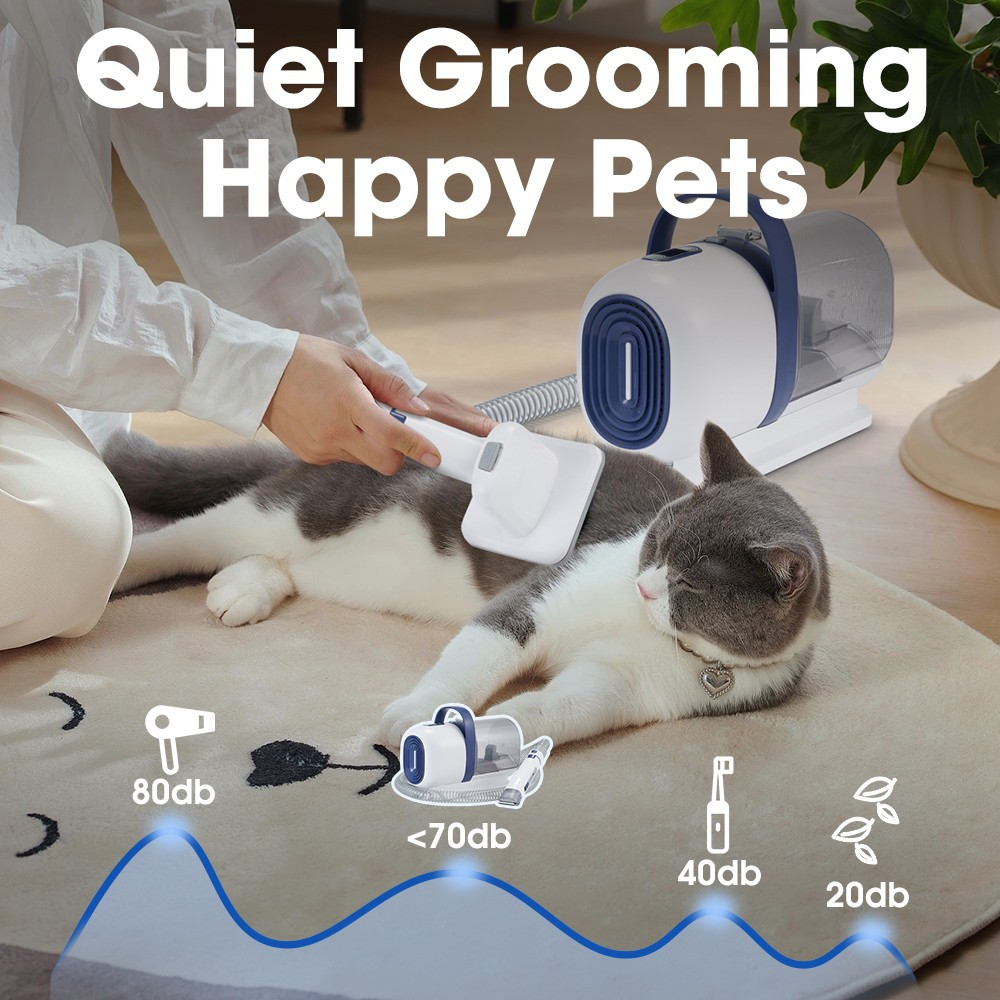 Pet Grooming Kit 7in 1 Kit Cat Dog Pet Hair Vacuum Blue