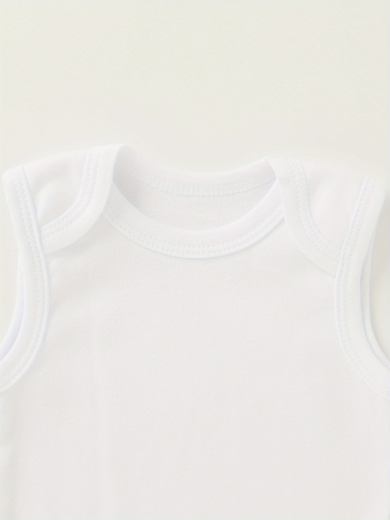 5pcs baby boy solid color basic bodysuit sleeveless crew neck   romper with   stretch   regular   boy clothes   sleeveless romper for outdoor Product details 17