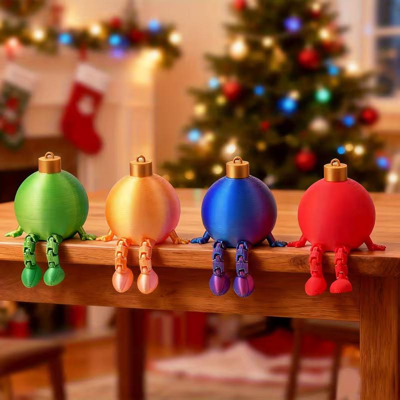 TEMU 3d-printed Decorative Ball Figurine - Multi- (sitting/) Creative Holiday Party Decoration, Christmas Tree Ornament, Valentine's Gift,