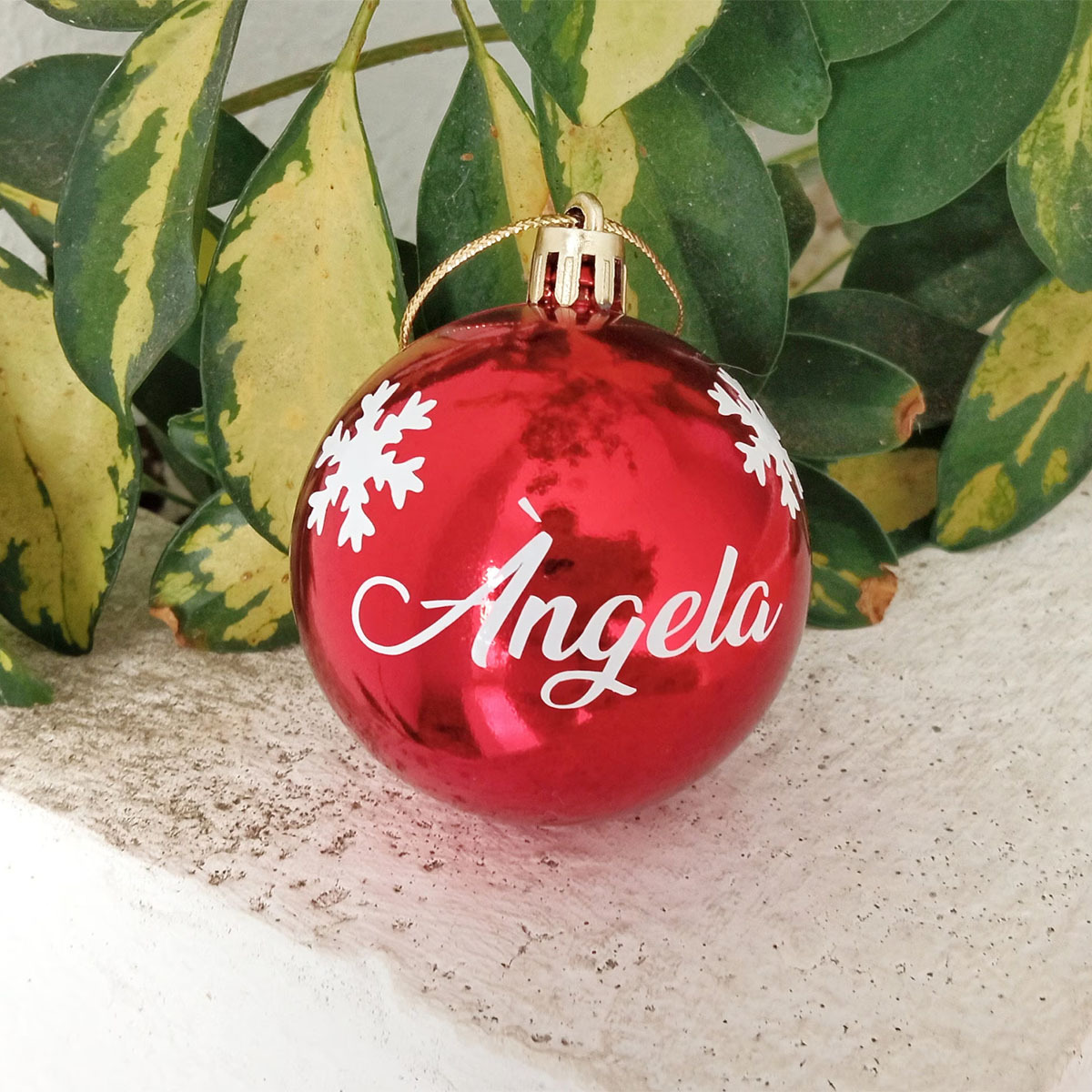 TEMU 1pc Custom Name Christmas Ornament, Glossy Red Custom Christmas Ball With Snowflake Pattern, Christmas Tree Hanging Decoration, Customizable