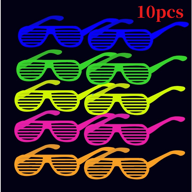 TEMU 10pcs Luminous Paper Glasses Frames, Random Color Lightweight Funny Design, Halloween Neon Party Supplies, Adult Photo Booth Props & Party Gifts