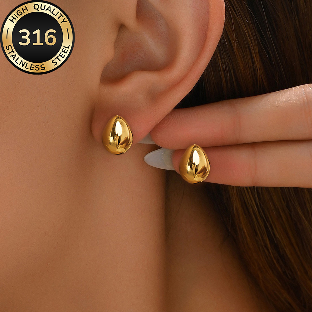 E-shop Hochwertige, hypoallergene goldene Ohrstecker aus Edelstahl, lichtecht, einfach und elegant, geeignet für den oder Party-Look, edle Ohrstecker