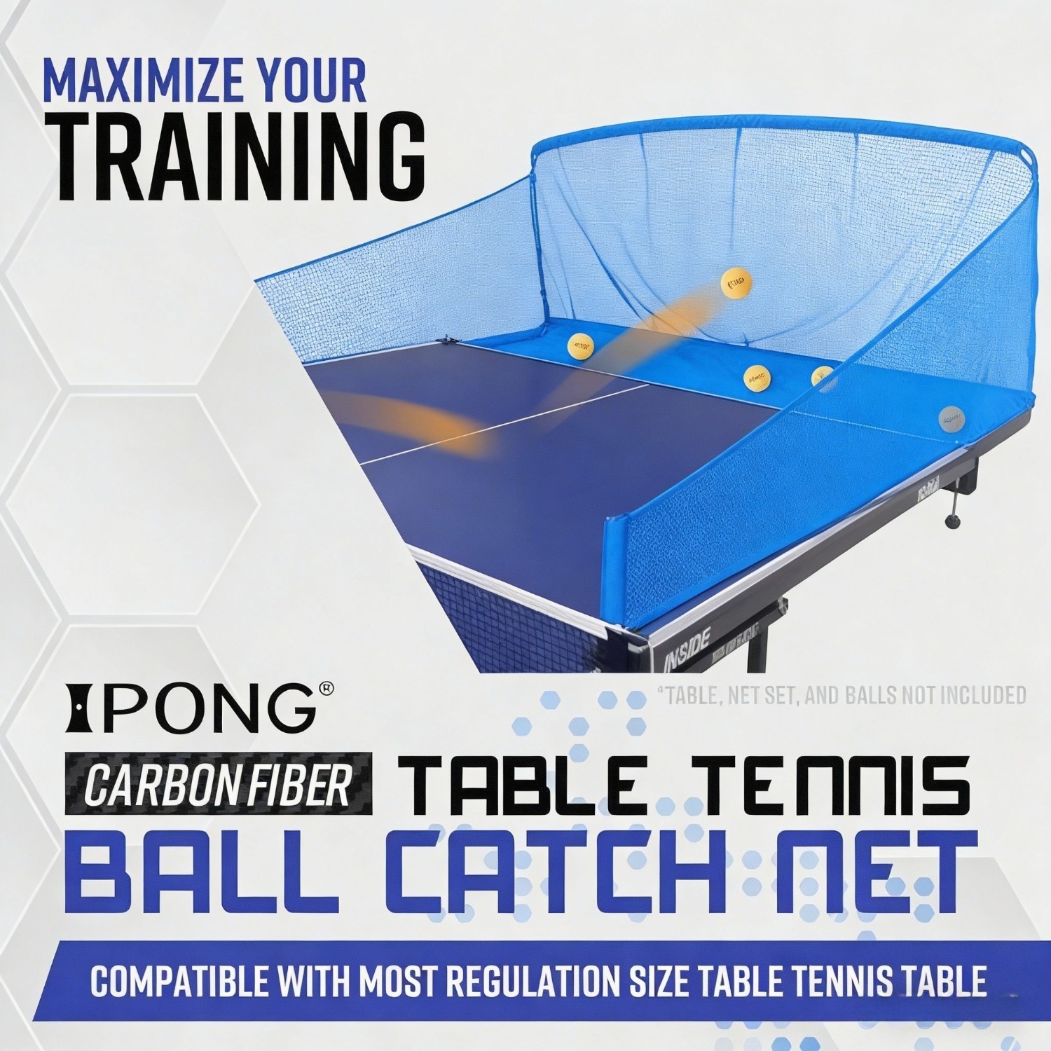 Foldable Table Tennis Ball Catch Net | Collection Training Net | Pong Serve Catcher Equipment For Robot Training & Solo Practice