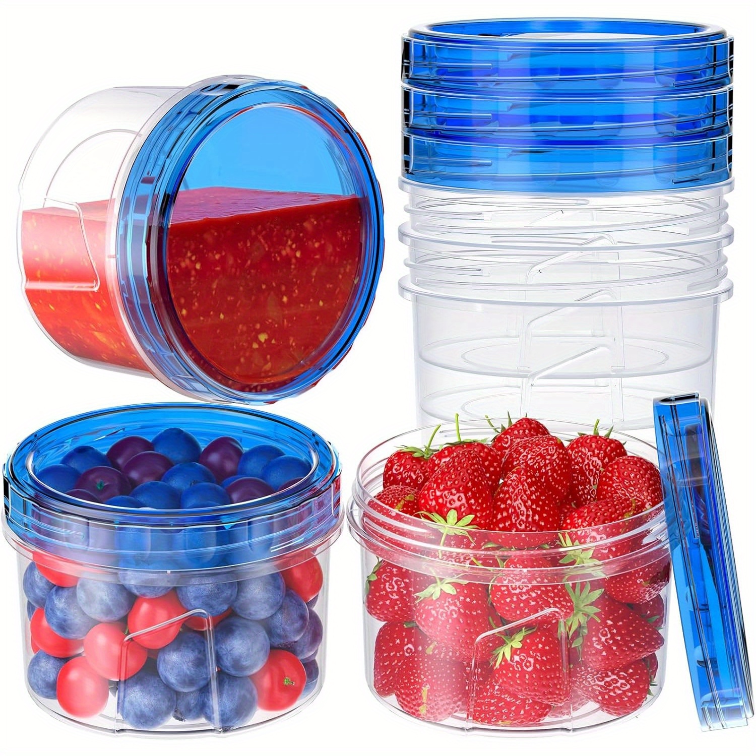 6/12 Pack-16oz Freezer Storage Containers, Small Plastic Containers With Twist , Round Food Storage Containers, Reusable Soup Container Microwave/dishwasher Safe