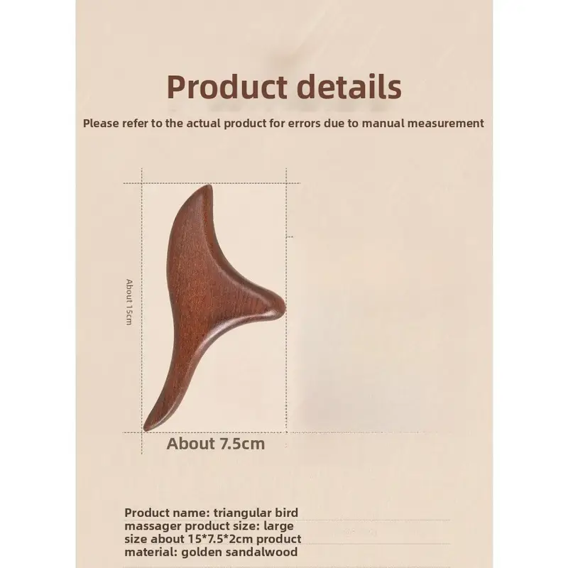sandalwood triangular massage stick battery free acupressure shoulder and neck meridian pressing tool portable relaxer handheld durable construction essential for self care Product details 2