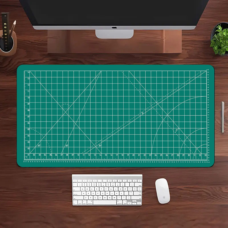 TEMU 2d Flat, Extra-large Gaming Mouse Pad, Grid Design, With Non-slip Base, Suitable For Office And Home Desktop Decoration. High-quality Printed
