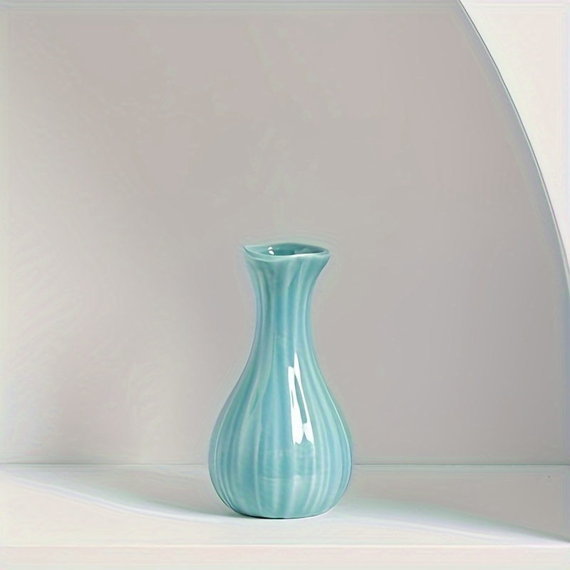 TEMU 1pc Minimalist Ceramic Small Vase - Nordic Style Flower Pot Ornament, Living Room Floral Display, Decor Art