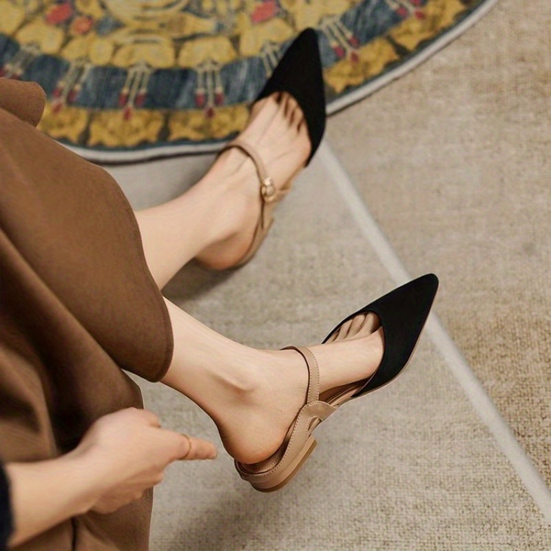 vrouwen's zwarte vierkante teen instappers lage hak (minder Temu